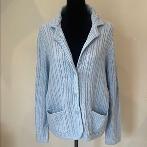 Medium Blue Cable Knit Cardigan with pockets